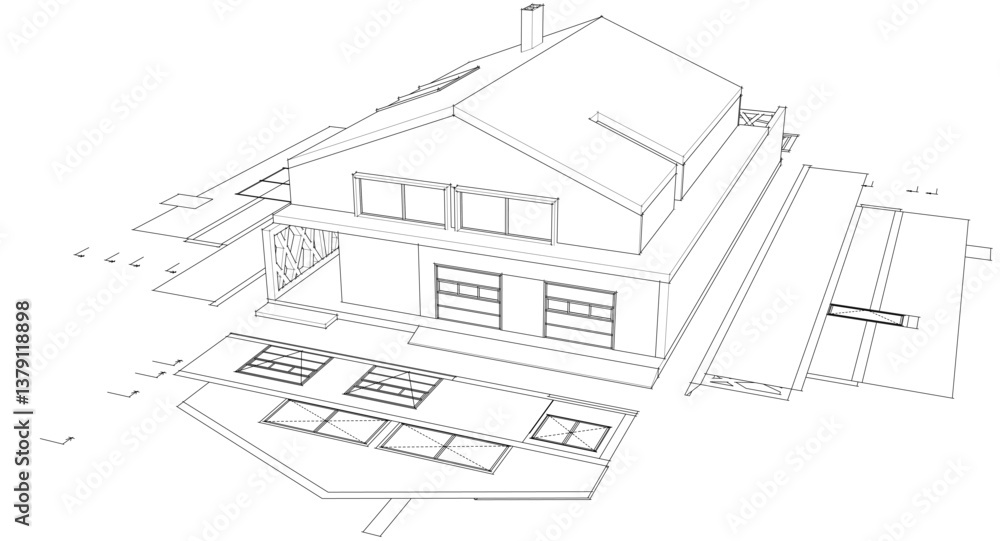 residential house plan 3d illustration residential house plan 3d illustration