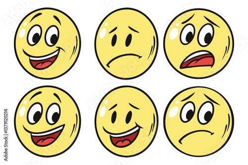 various emotions like joy, frustration, excitement, confusion, and boredom