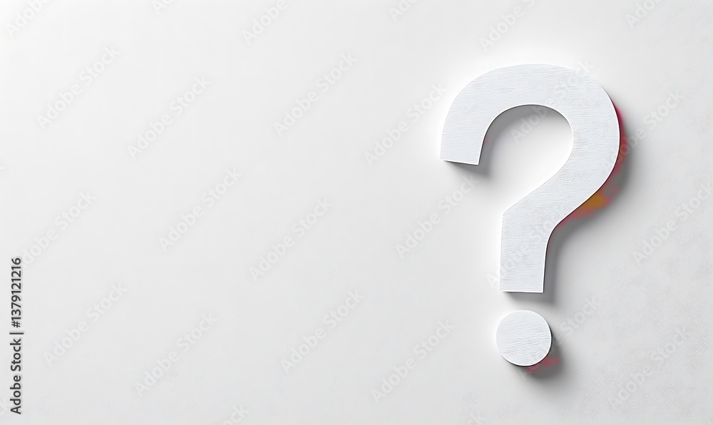 Three-Dimensional a White Question Mark on white Background for Minimalist Design and Symbol of Inquiry Three-Dimensional a White Question Mark on white Background for Minimalist Design and Symbol of Inquiry
