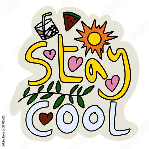 Stay cool summer sticker design png 