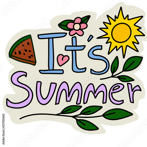 It’s summer sticker design png illustration 