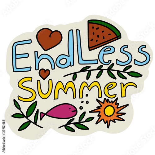 Endless summer sticker design png 
