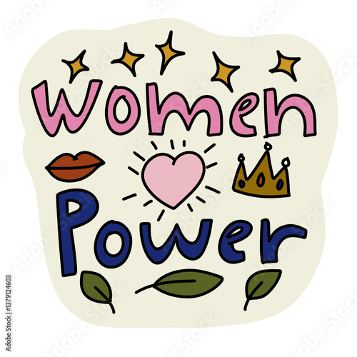 Women power feminist sticker design png 