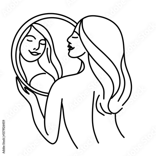 Self love line art illustration png icon 
