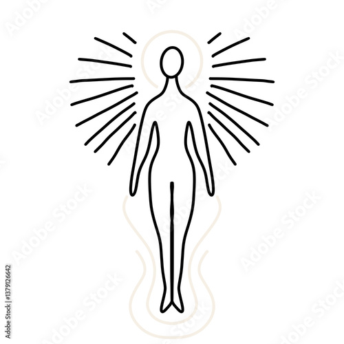 Self love line art illustration png icon 