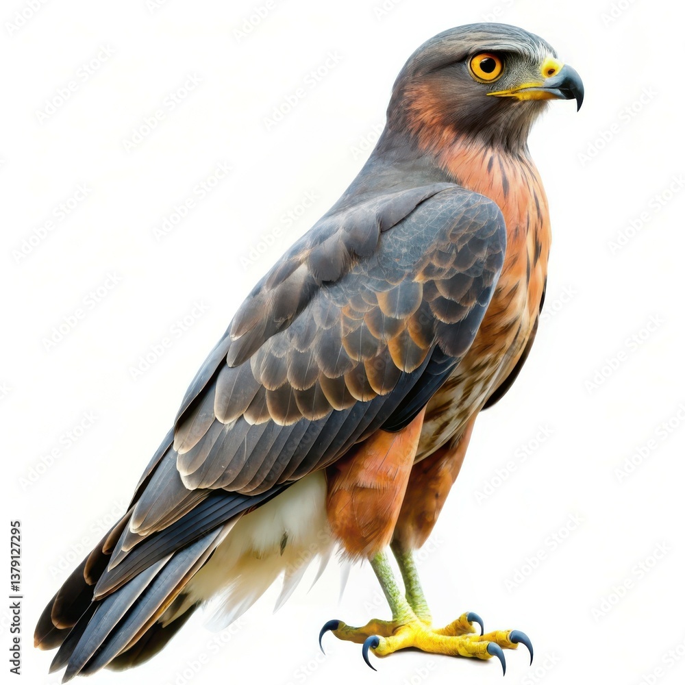 Hook-billed Kite Bird Isolated on White Background Stock Image Hook-billed Kite Bird Isolated on White Background Stock Image