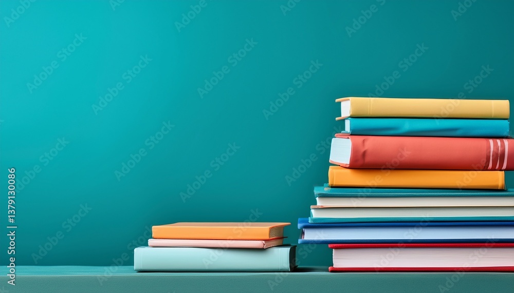 stack of colorful books isolated on banner with copy space stack of colorful books isolated on banner with copy space
