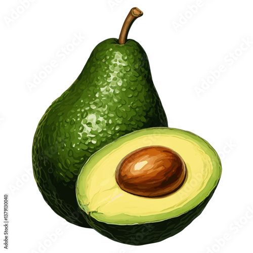 avocado isolated on white background