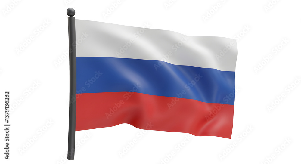 Obraz premium 3d Russia flag national sign symbol On a white background