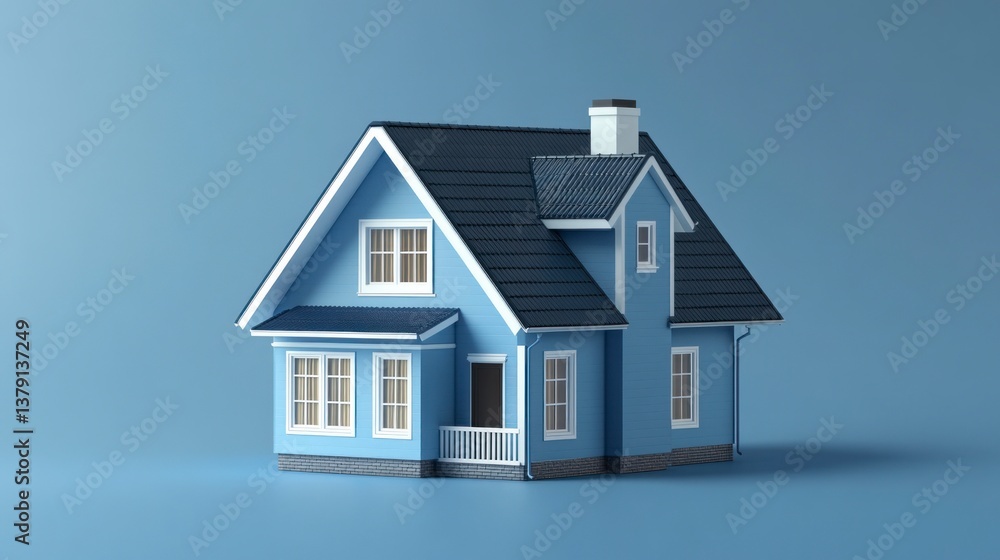 Blue House Illustration Isolated on Background for Real Estate Blue House Illustration Isolated on Background for Real Estate