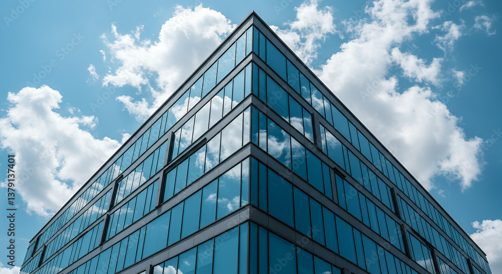 Glass Building Reflecting Sky: Modern Architecture, Cloud Reflections & Urban Views - Striking Design & Clear Aesthetics Glass Building Reflecting Sky: Modern Architecture, Cloud Reflections & Urban Views - Striking Design & Clear Aesthetics