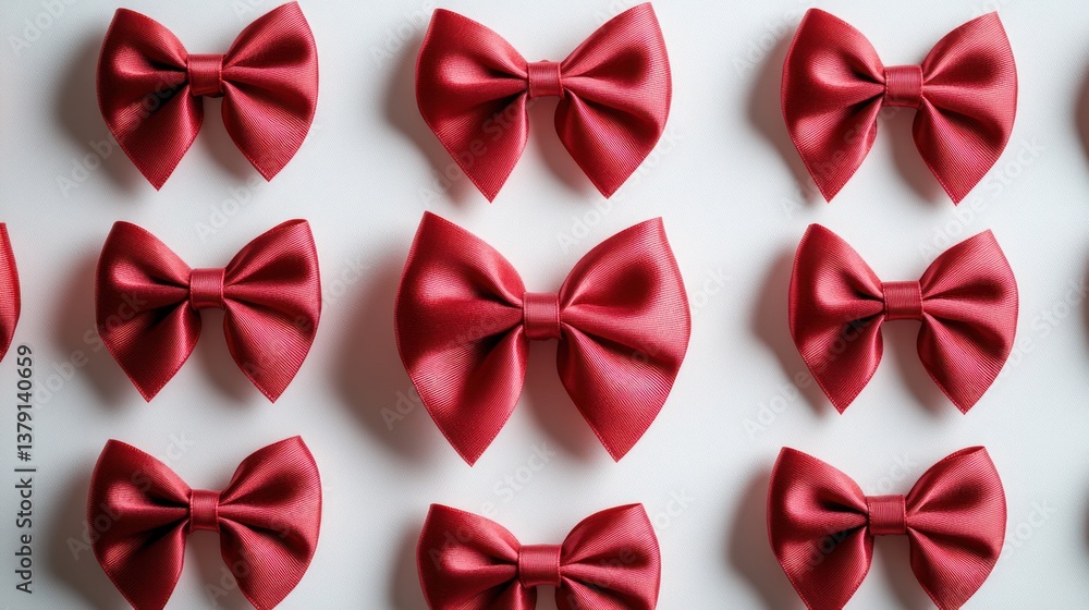 Red bows arranged on white Red bows arranged on white