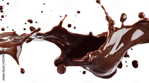 Delicious Chocolate Splash Dynamic Brown Liquid Flowing Sweet Treat Indulgent Dessert Rich Creamy Texture Background Image Professional Photography Studio Shot High Resolution Image Perfect for Food  