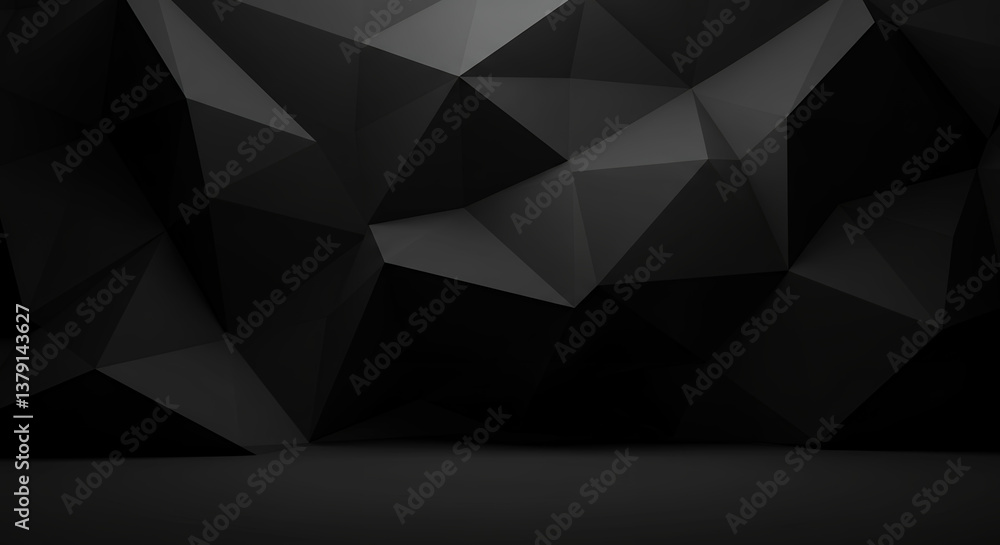 Obraz premium Geometric Darkness: Abstract Black Polygon Background for Sleek Designs, Modern Art, and Minimalist Style Presentations