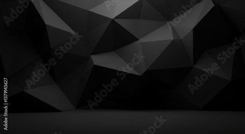 Geometric Darkness: Abstract Black Polygon Background for Sleek Designs, Modern Art, and Minimalist Style Presentations