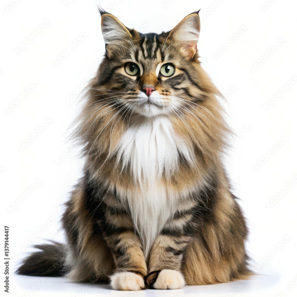 Norwegian Forest Cat Isolated on White Background Stock Photo Norwegian Forest Cat Isolated on White Background Stock Photo