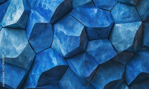Abstract Blue Hexagon Pattern