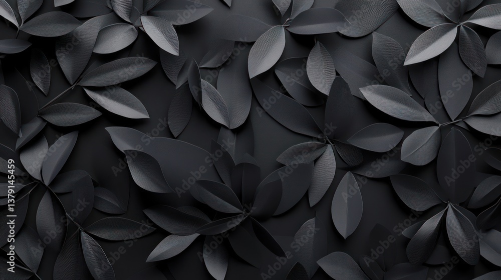 Monochromatic Elegance: A Dark Floral Tapestry of Paper Leaves Monochromatic Elegance: A Dark Floral Tapestry of Paper Leaves
