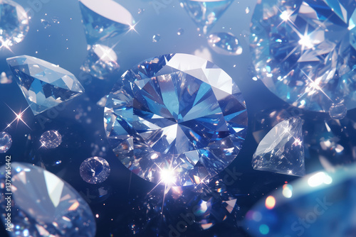 background with crystals and light effects.