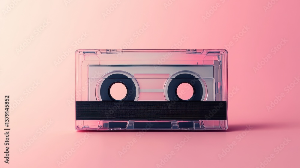Obraz premium Blank compact cassette tape box design mockup, front profil side view. Vintage cassete tape record case box mock up. Plastic analog magnetic tape cassette clear packaging template.