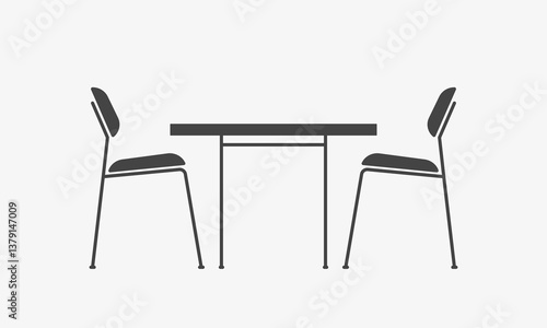 Illustration of table and chair for urban cafe or restaurant. Bistro Furniture. Interior of public place for lunch or snack