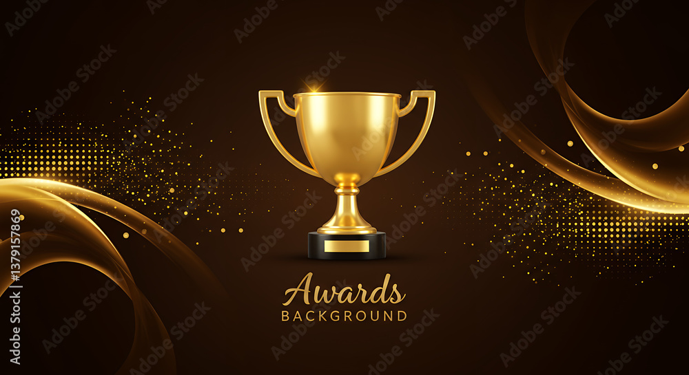 Golden Awards Background: Trophy, Bokeh, & Elegant Swirls | Celebrate Success, Recognition, and Achievement with this Stunning Design! Golden Awards Background: Trophy, Bokeh, & Elegant Swirls | Celebrate Success, Recognition, and Achievement with this Stunning Design!