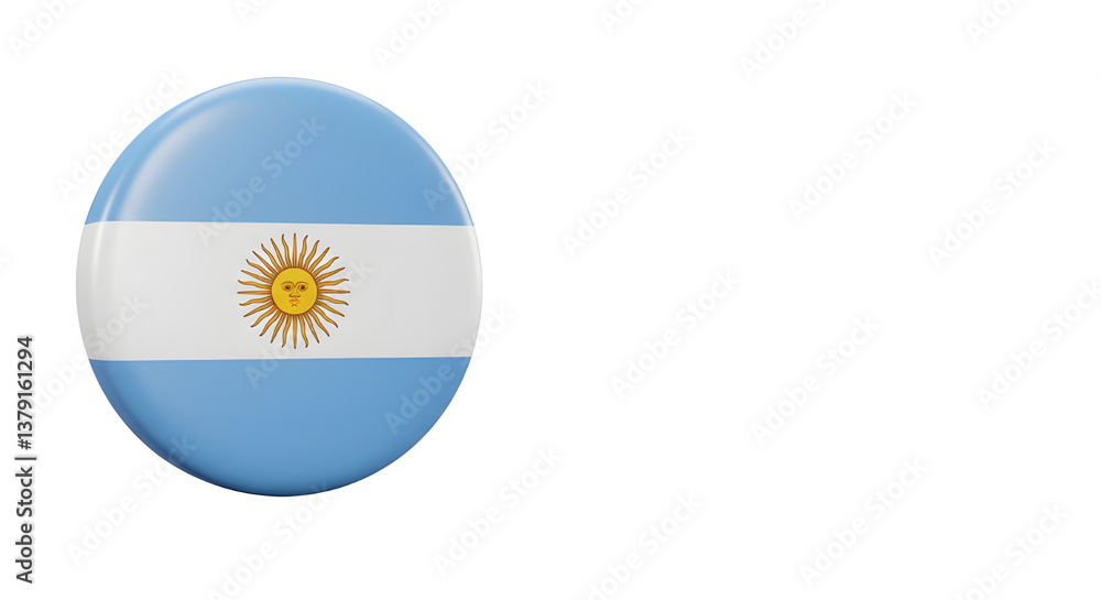 Obraz premium 3d Argentina flag national sign symbol On a white background