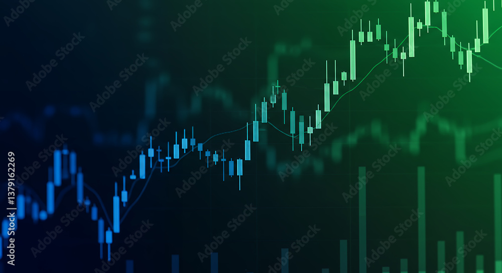Naklejka premium Stock Market Chart: Bullish Trend Analysis & Investment Growth Opportunities | Finance, Trading, Candlestick Patterns