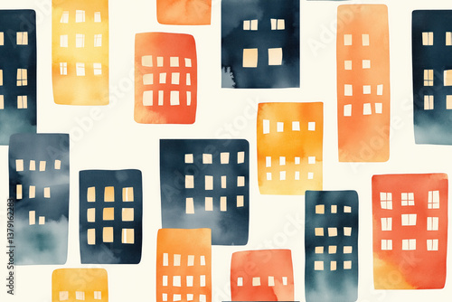 Illustration of colorful houses pattern.