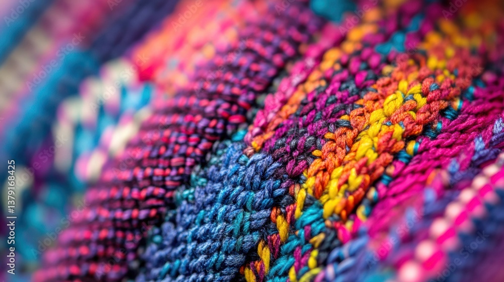 Vibrant textile patterns showcasing intricate floral and geometric designs with high saturation and rich colors in a macro shot Vibrant textile patterns showcasing intricate floral and geometric designs with high saturation and rich colors in a macro shot