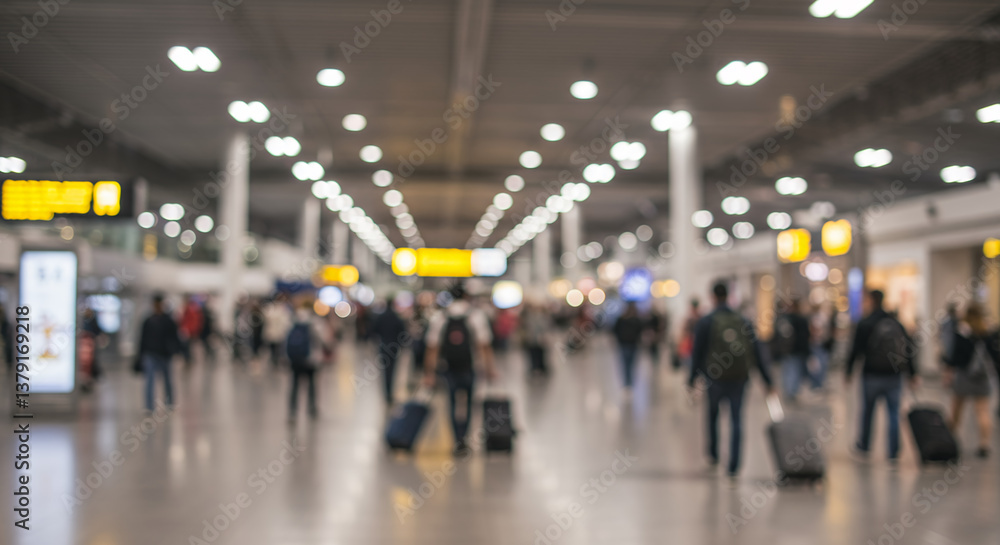 Fototapeta premium Airport Rush: Passengers in Motion, Catching Flights & Navigating Terminals