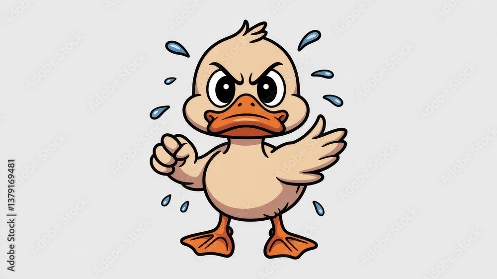 Cute Angry Duck Cartoon - Playful Vector Illustration Generative AI Cute Angry Duck Cartoon - Playful Vector Illustration Generative AI