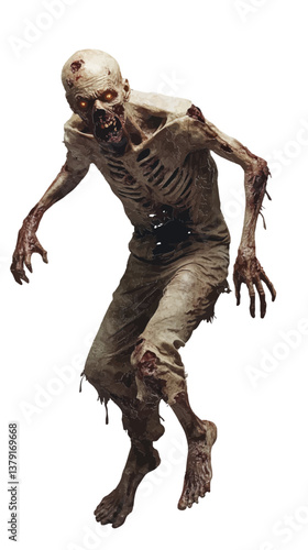 Undead Horror: A chilling depiction of a decaying zombie, showcasing the gruesome details of the undead.