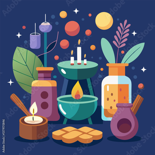 Candles making process image. Cartoon style. Vector illustration.