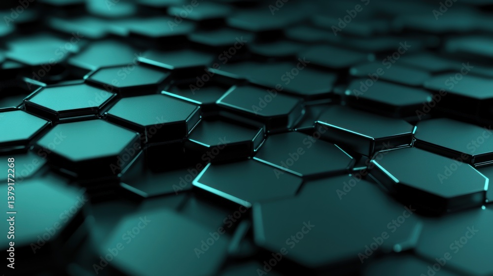 Abstract Hexagon Pattern: Teal and Black Geometric Background Abstract Hexagon Pattern: Teal and Black Geometric Background