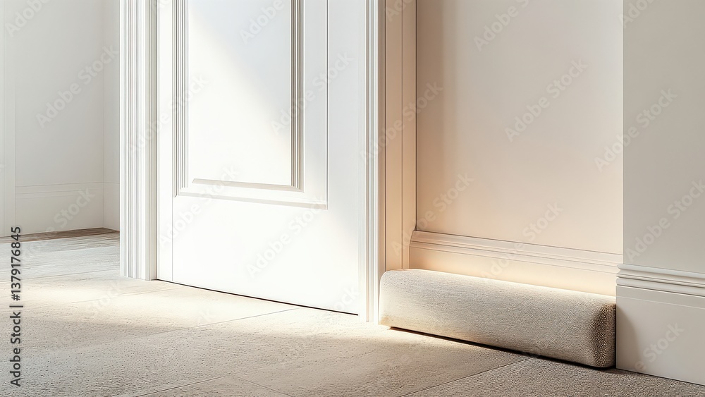 Elegant Soft Fabric Door Stopper in a Minimalist Room Setting Elegant Soft Fabric Door Stopper in a Minimalist Room Setting