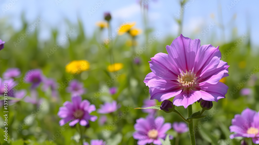 Purple mallow in sunny day Purple mallow in sunny day
