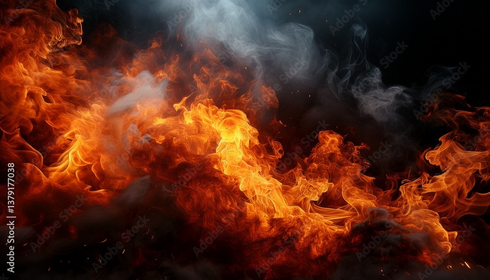 Fototapeta premium surreal fiery smoke in slow motion background dramatic turbulent flames backdrop