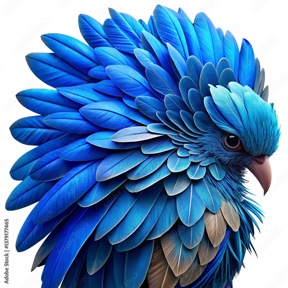 Obraz premium Artistic Blue Feathered Bird Display in Transparent Background