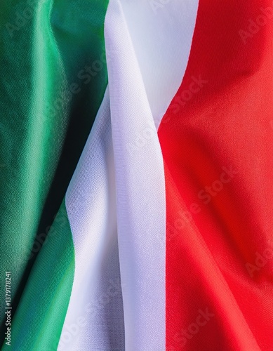 Fotografie Close-up of italian flag fabric with vibrant colors and texture