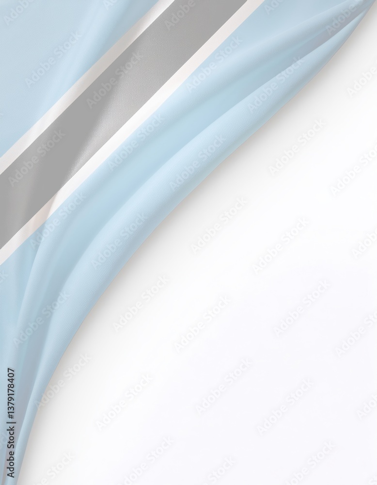 Fototapeta premium Flowing botswana flag with blue, black, and white stripes on a white background