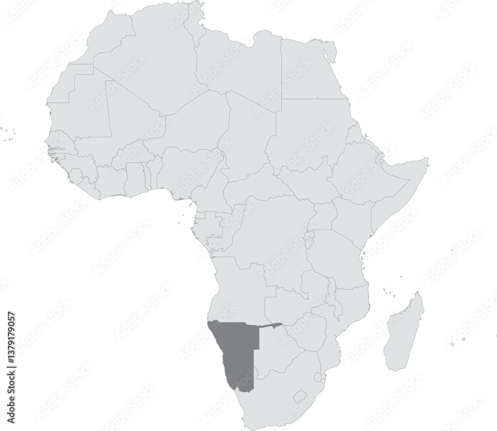 Fototapeta premium Detailed national location map of NAMIBIA within the great continent of Africa