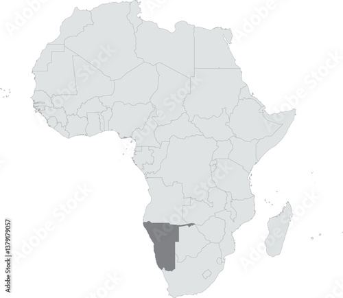 Detailed national location map of NAMIBIA within the great continent of Africa