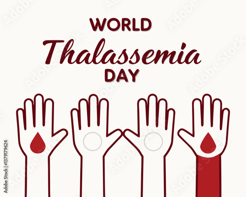 Wallpaper Mural World Thalassemia Day: three hands showing support with blood drops. Torontodigital.ca