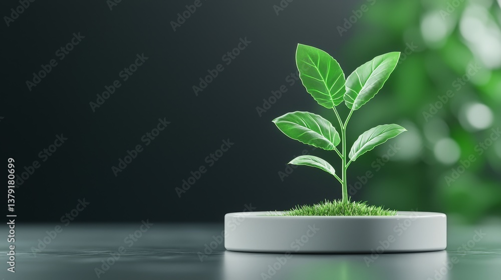 Glowing Green Plant Symbolizing Growth and Sustainability in ESG Initiatives Glowing Green Plant Symbolizing Growth and Sustainability in ESG Initiatives