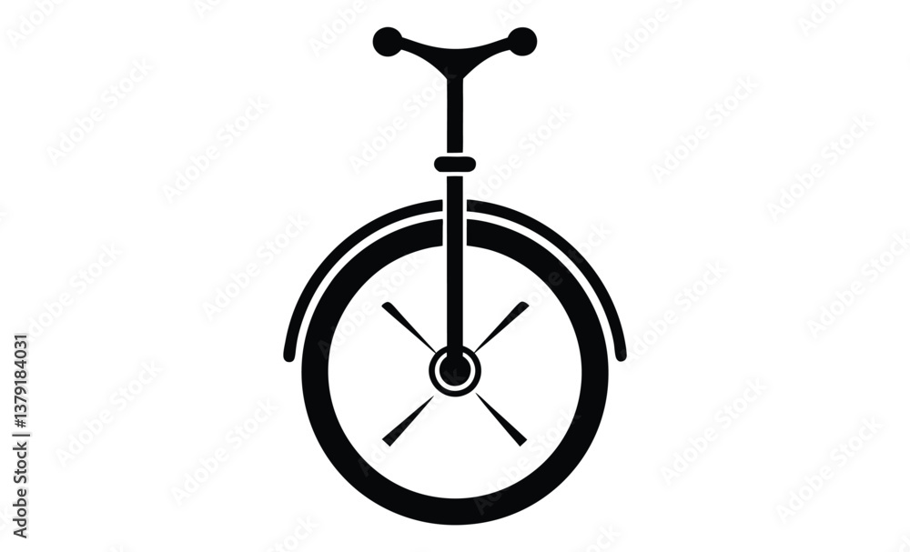Unicycle isolated on white silhouette Unicycle isolated on white silhouette