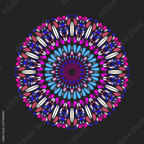 Geometrical colorful round floral ornament mandala art