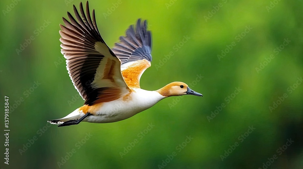 Elegant duck in flight over green wetlands wildlife photography natural habitat birdwatching perspective Elegant duck in flight over green wetlands wildlife photography natural habitat birdwatching perspective