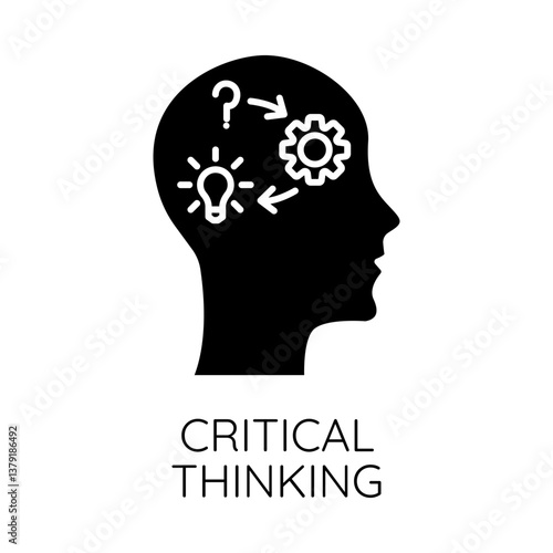 Critical Thinking – Head with Network Representing Deep Logical and Analytical Evaluation