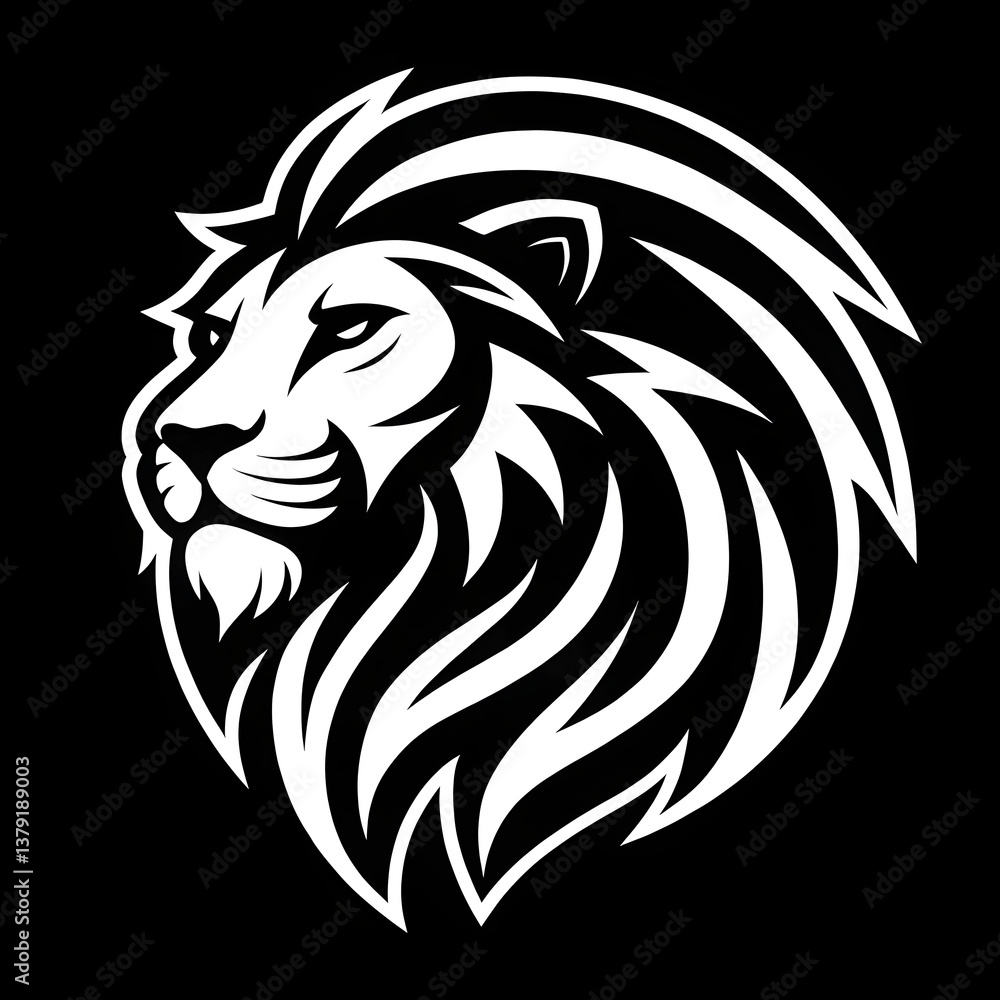 Fototapeta premium Majestic Lion Head Silhouette 